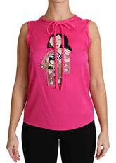 Dolce & Gabbana Pink Family Silk Tank Mama Blouse Top Shirt - Tank Tops