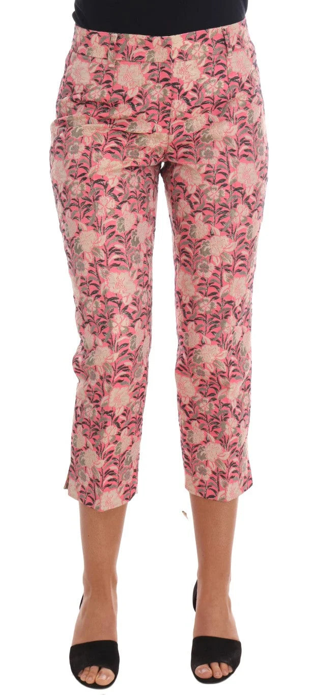 Dolce & Gabbana Pink Floral Brocade Capri Pants - Trousers