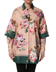 Dolce & Gabbana Pink Floral Cotton Button Front Shirt Top - IT38 | XS