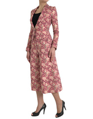 Dolce & Gabbana Pink Floral Jacquard Slim Fit 2 Piece Suit - IT40|S - Pant Suits