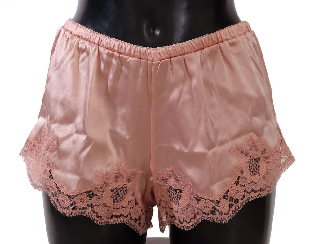 Dolce & Gabbana Pink Floral Lace Lingerie Underwear - Boyshorts