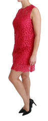 Dolce & Gabbana Pink Floral Lace Shift Gown Mini Dress - Dresses