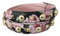 Dolce & Gabbana Pink Floral Leather Stud Accessory Shoulder Strap - Handbag & Wallet Accessories