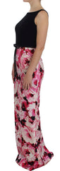 Dolce & Gabbana Pink Floral Print Long Maxi Sheath Dress - IT42|M - Dresses