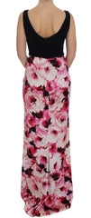 Dolce & Gabbana Pink Floral Print Long Maxi Sheath Dress - IT42|M - Dresses