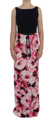 Dolce & Gabbana Pink Floral Print Long Maxi Sheath Dress - IT42|M - Dresses