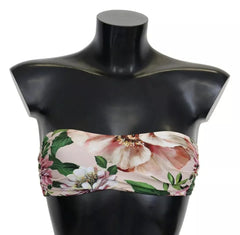 Dolce & Gabbana Pink Floral Print Swimsuit Beachwear Bikini Top - IT2 | S - Swimwear Tops