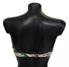 Dolce & Gabbana Pink Floral Print Swimsuit Beachwear Bikini Top - IT2 | S - Swimwear Tops