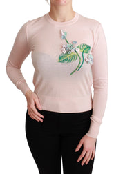 Dolce & Gabbana Pink Floral Silk Cashmere Pullover Sweater - IT36 | XS - Sweaters
