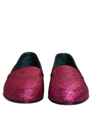 Dolce & Gabbana Pink Glitter Lurex Logo Dress Loafers Shoes - EU43/US10