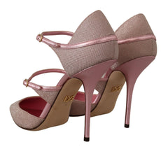 Dolce & Gabbana Pink Glittered Strappy Sandals Mary Jane Shoes - EU39/US8.5 - Sandals