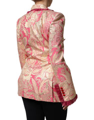 Dolce & Gabbana Pink Gold Jacquard Nylon Coat Blazer Jacket - Sport Jackets