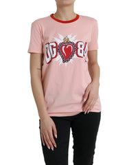 Dolce & Gabbana Pink Graphic Print Cotton Crew Neck T-shirt