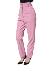 Dolce & Gabbana Pink High Waisted Polyester Trouser Pants - IT36|XXS