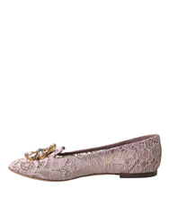 Dolce & Gabbana roosa pitsit kristallidega balletipumbad Loaferid Kingad - EL35,5/USA5