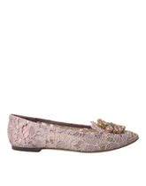 Dolce & Gabbana Pink Lace Crystal Ballet Flats Loafers Shoes - EU35.5/US5 - Flats