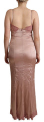 Dolce & Gabbana Pink Lace Long Bodycon Maxi Polyester Dress - IT42|M - Dresses