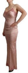 Dolce & Gabbana Pink Lace Long Bodycon Maxi Polyester Dress - IT42|M - Dresses