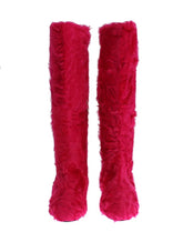 Dolce & Gabbana Pink Lamb Fur Leather Flat Boots - EU38/US7.5