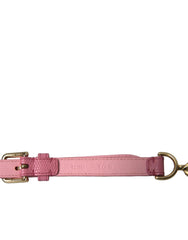 Dolce & Gabbana Pink Leather Crystal Chain Embellished Belt - Belts