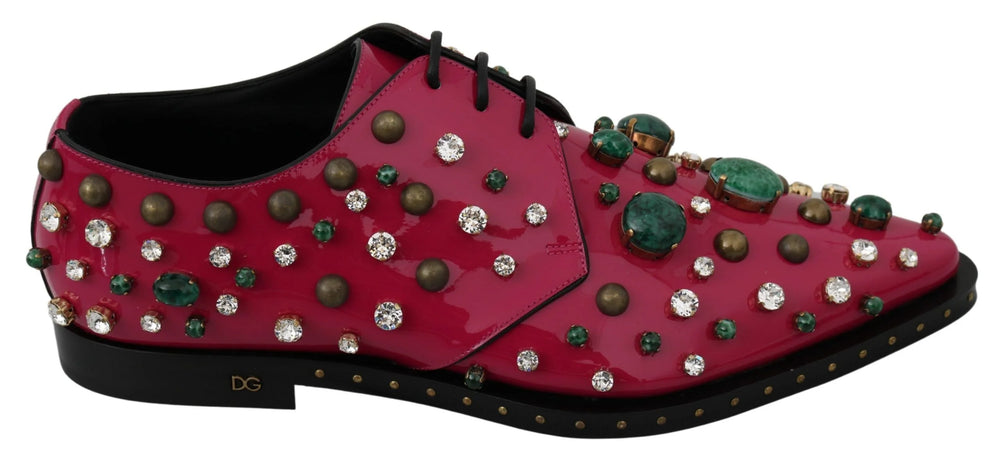 Dolce & Gabbana Pink Leather Crystals Dress Broque Shoes - EU41/US10.5 - Flats