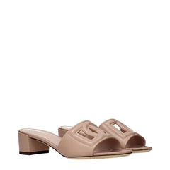 Dolce & Gabbana Pink Leather Flat Sandals - EU36/US6