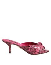 Dolce & Gabbana Pink Leather Heels Slides Sandals Shoes - Heels