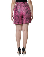 Dolce & Gabbana Pink Leather High Waist Hot Pants Shorts - IT40|S - Short Trousers