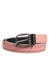 Dolce & Gabbana Pink Leather Perforated Detailing Buckle Belt - 95 cm / 38 Inches - Belts