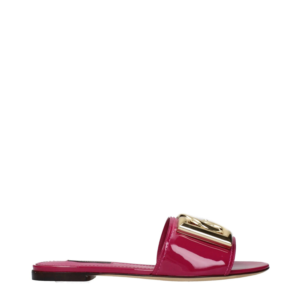 Dolce & Gabbana Pink Leather Slippers - EU36/US6