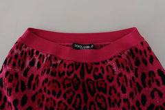 Dolce & Gabbana Pink Leopard High Waist A-line Mini Skirt - IT40|S - Skirts
