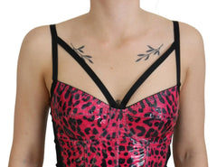 Dolce & Gabbana Pink Leopard Print Cropped Bustier Corset Top - IT40|S - Blouses