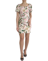 Dolce & Gabbana Pink Lily Viscose Sheath Stretch Mini Dress - IT40|S - Dresses