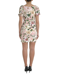 Dolce & Gabbana Pink Lily Viscose Sheath Stretch Mini Dress - IT40|S - Dresses