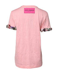 Dolce & Gabbana Pink Logo Print Cotton Crew Neck Tee T-shirt - IT40|S - T-Shirts