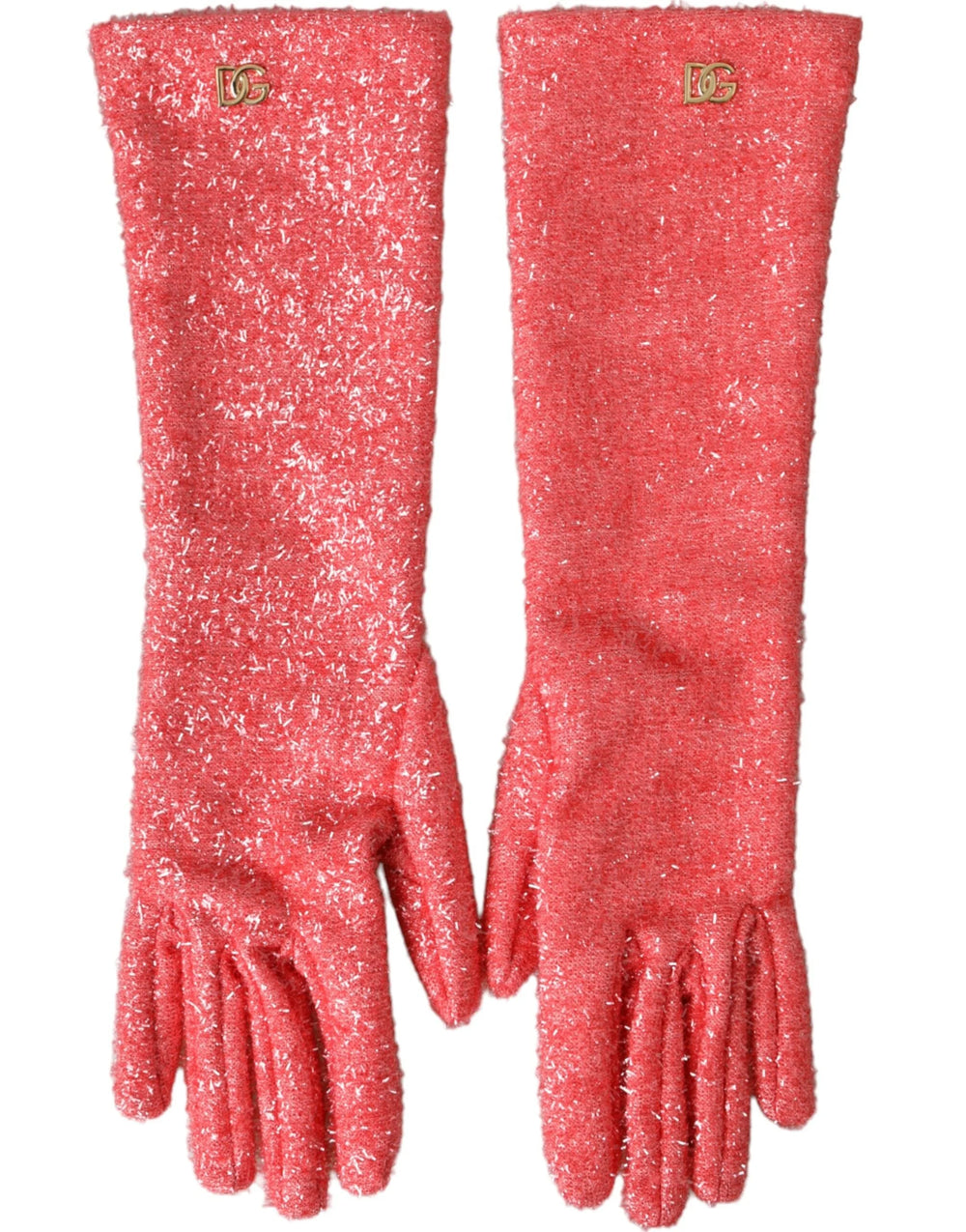 Dolce & Gabbana Pink Lurex Fantasia Mid Arm Length Gloves - 7.5|S - Gloves & Mittens
