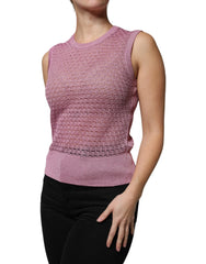 Dolce & Gabbana Pink Mesh See Through Sleeveless Tank Top - IT44 | L - Tank Tops
