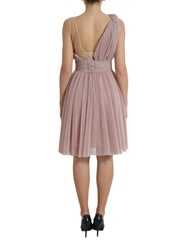 Dolce & Gabbana Pink One Shoulder Pleated Lame Tulle Dress - IT40|S - Dresses