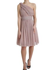 Dolce & Gabbana Pink One Shoulder Pleated Lame Tulle Dress - IT40|S - Dresses
