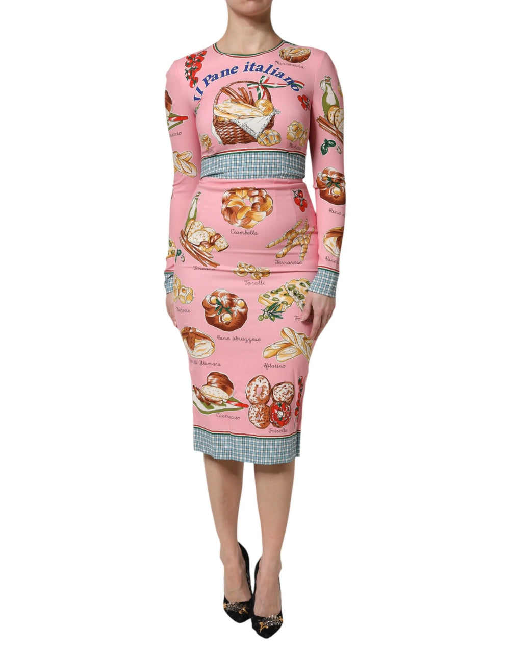 Dolce & Gabbana Pink Pastry Print Bodycon Sheath Midi Dress - Dresses