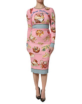 Dolce & Gabbana Pink Pastry Print Bodycon Sheath Midi Dress - Dresses