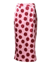 Dolce & Gabbana Pink Polka Dot Silk Pencil Cut Midi Skirt - IT40|S