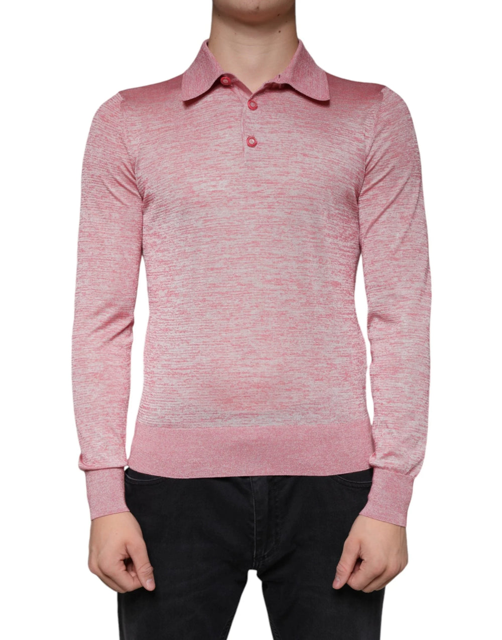 Dolce & Gabbana Pink Polyester Long Sleeve Men Polo T-shirt - IT44 | XS - Polos