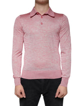 Dolce & Gabbana Pink Polyester Long Sleeve Men Polo T-shirt - IT44 | XS - Polos