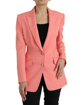 Dolce & Gabbana Pink Polyester Single Breasted Blazer Jacket - Coats & Jackets