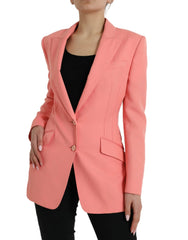 Dolce & Gabbana Pink Polyester Single Breasted Blazer Jacket - Coats & Jackets