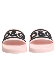 Dolce & Gabbana Pink Rubber Slides Sandals Beachwear Shoes - EU35/US4.5