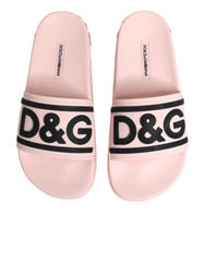 Dolce & Gabbana Pink Rubber Slides Sandals Beachwear Shoes - EU35/US4.5