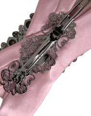 Dolce & Gabbana Pink Satin Crystal Jewelry Brooch Hair Pin - Brooches & Lapel Pins