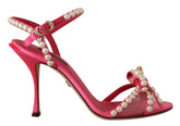 Dolce & Gabbana Pink Satin White Pearl Crystals Heels Shoes - EU35/US4.5 - Heels
